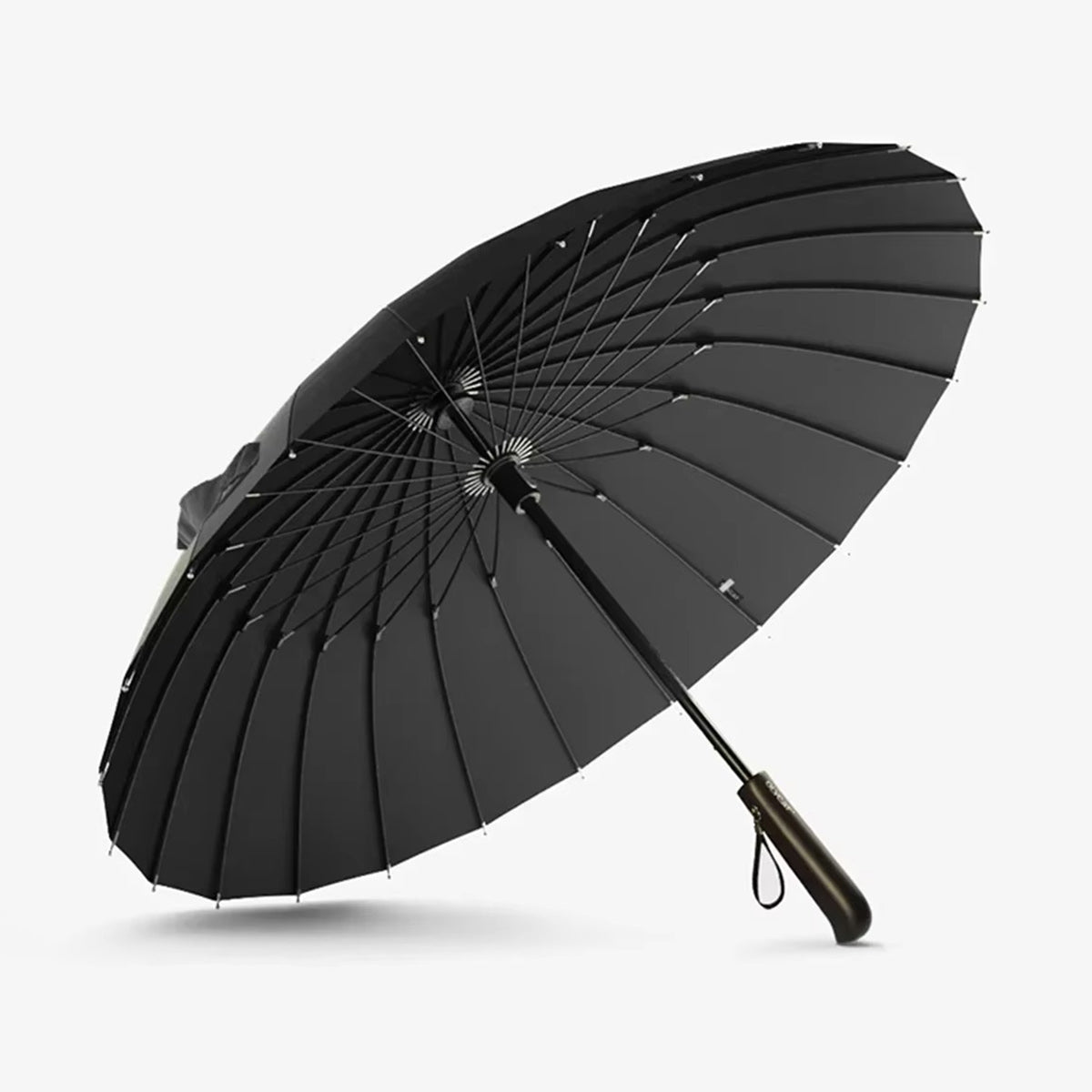 24 Rib Wooden Handle Umbrella | Push Button, Windproof
