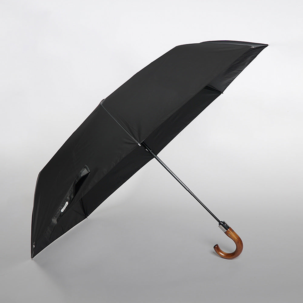 48-inch Automatic Folding Umbrella - Sleek Wooden Handle