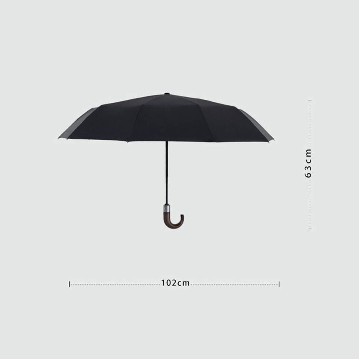 Automatic Folding Umbrella with Stylish Wooden Hook Handle