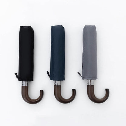 Portable Automatic Umbrella - Stay Dry with a Stylish Wooden Hook Handle