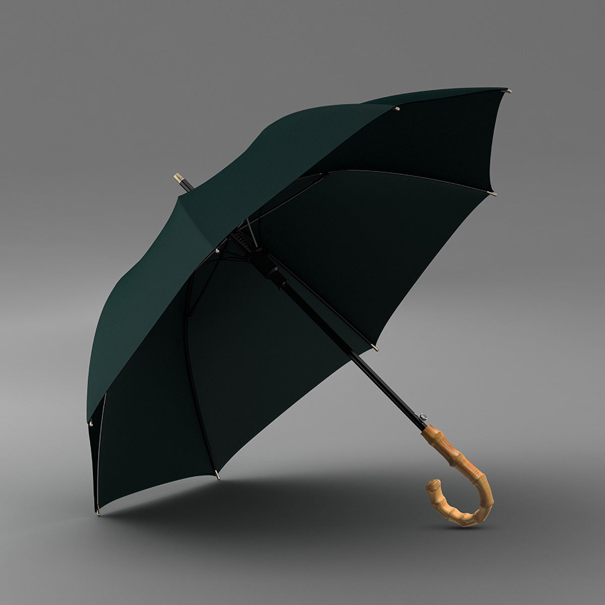 Bamboo Handle Umbrella open, showing 48-inch canopy