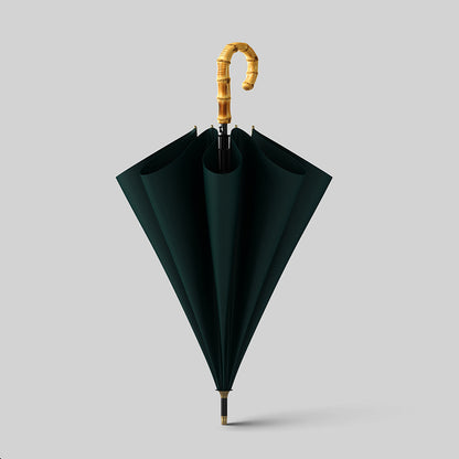 Top-rated rain accessory: Bamboo Handle Umbrella in dark green