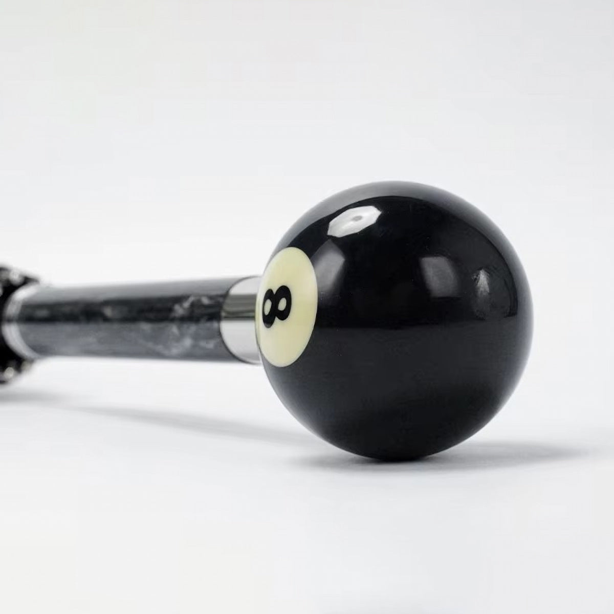 Billiard 8 ball handle closeup glossy black pool umbrella luxury gift
