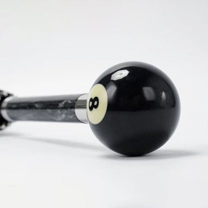 Billiard 8 ball handle closeup glossy black pool umbrella luxury gift