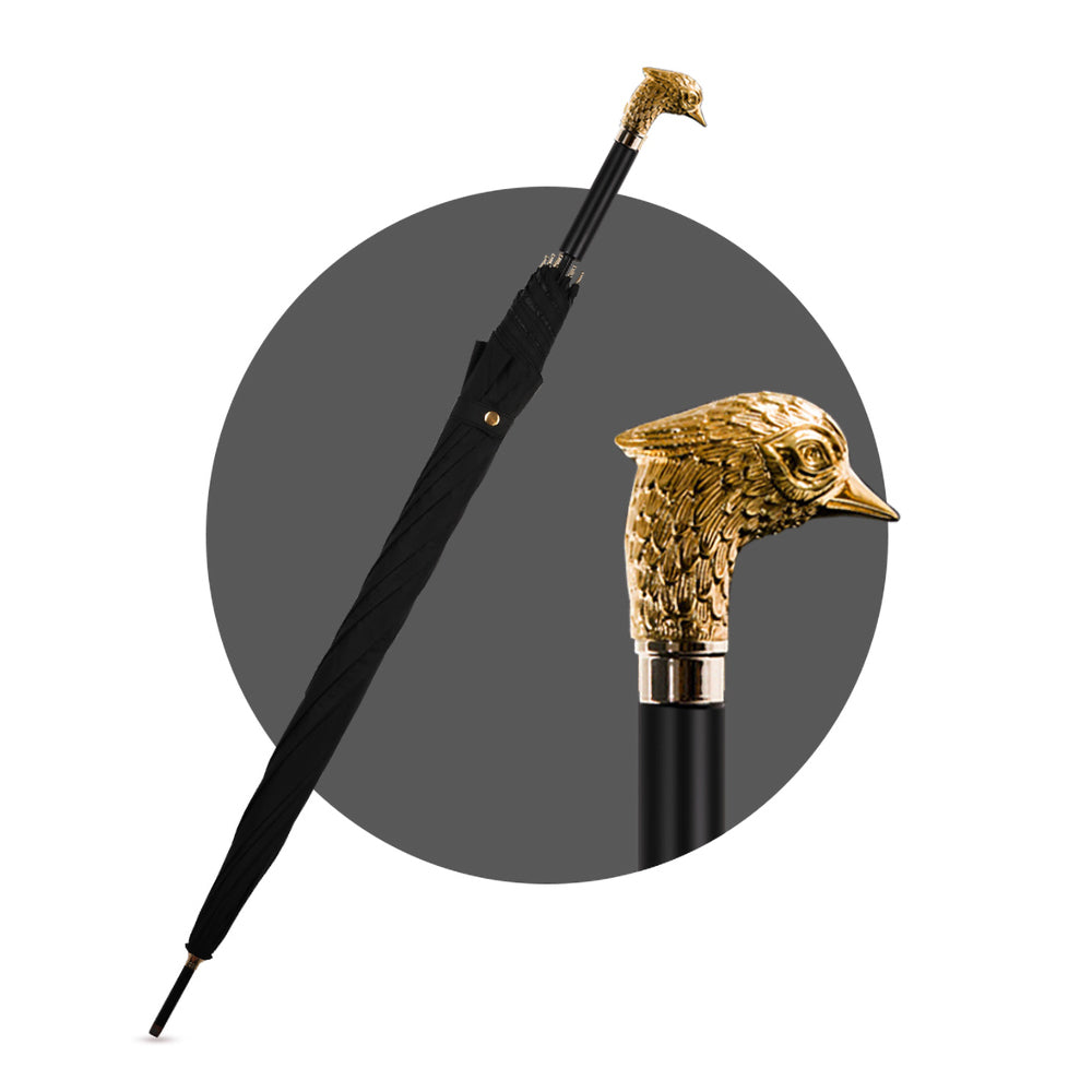 Bird Head Umbrella - Elegant Luxury Gold Handle Parasol for Ladies and Gentlemen