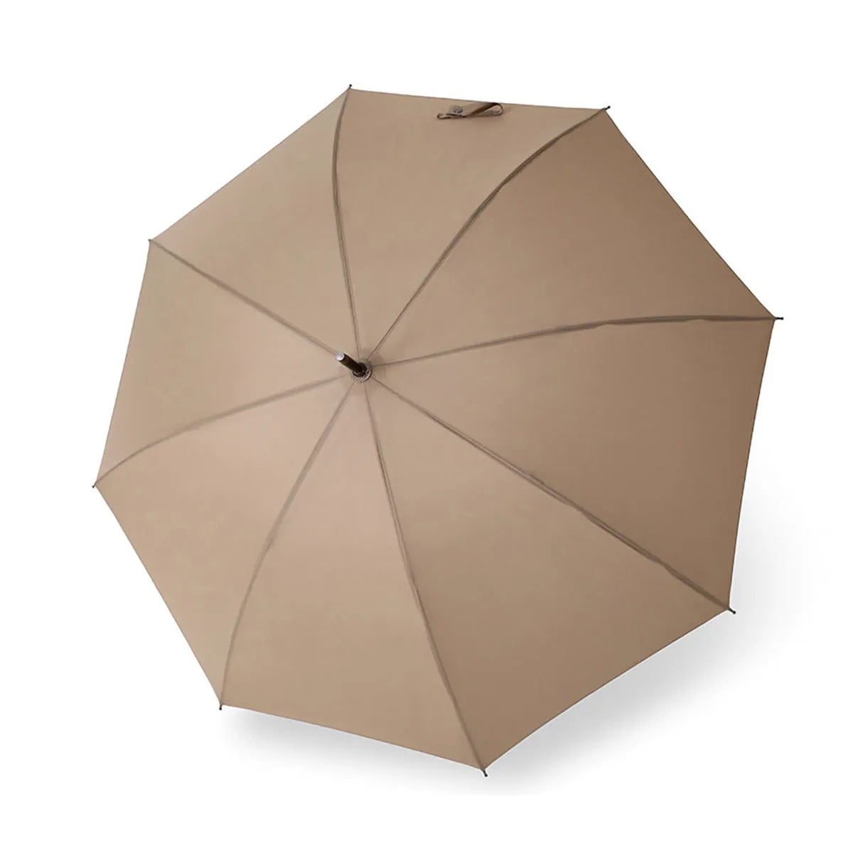 Khaki umbrella with wooden crook handle