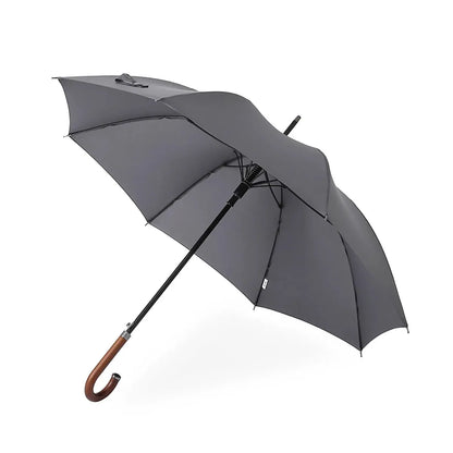 High-end stick umbrella with wooden crook handle