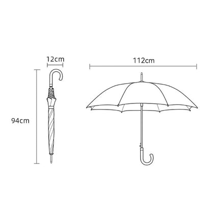 Classic Stick Umbrella with Elegant Wooden Crook Handle