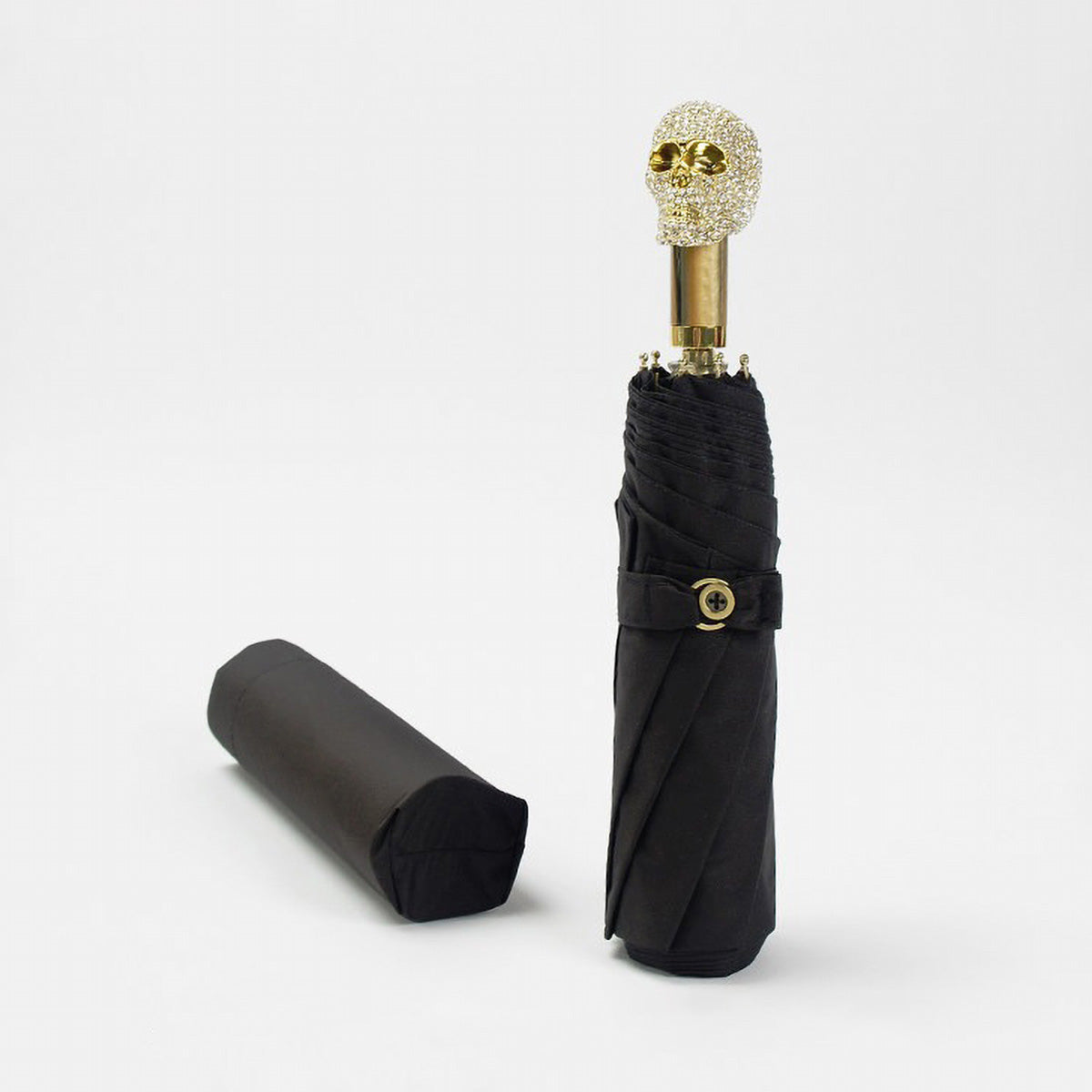 Black gothic skull umbrella luxury folding style