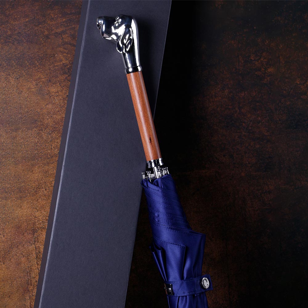 Blue Stylish Retro Long Handle Umbrella with Dog Head Design