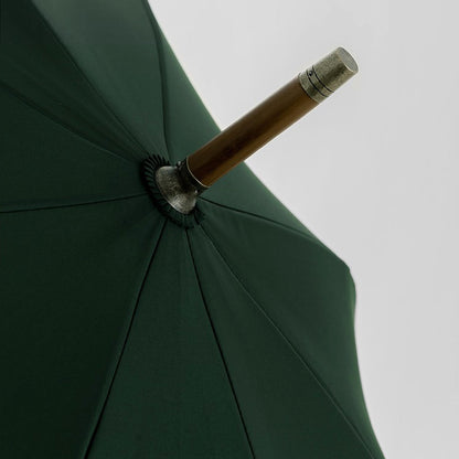 Luxury Wooden Umbrella showing 8-panel construction in Forest Green