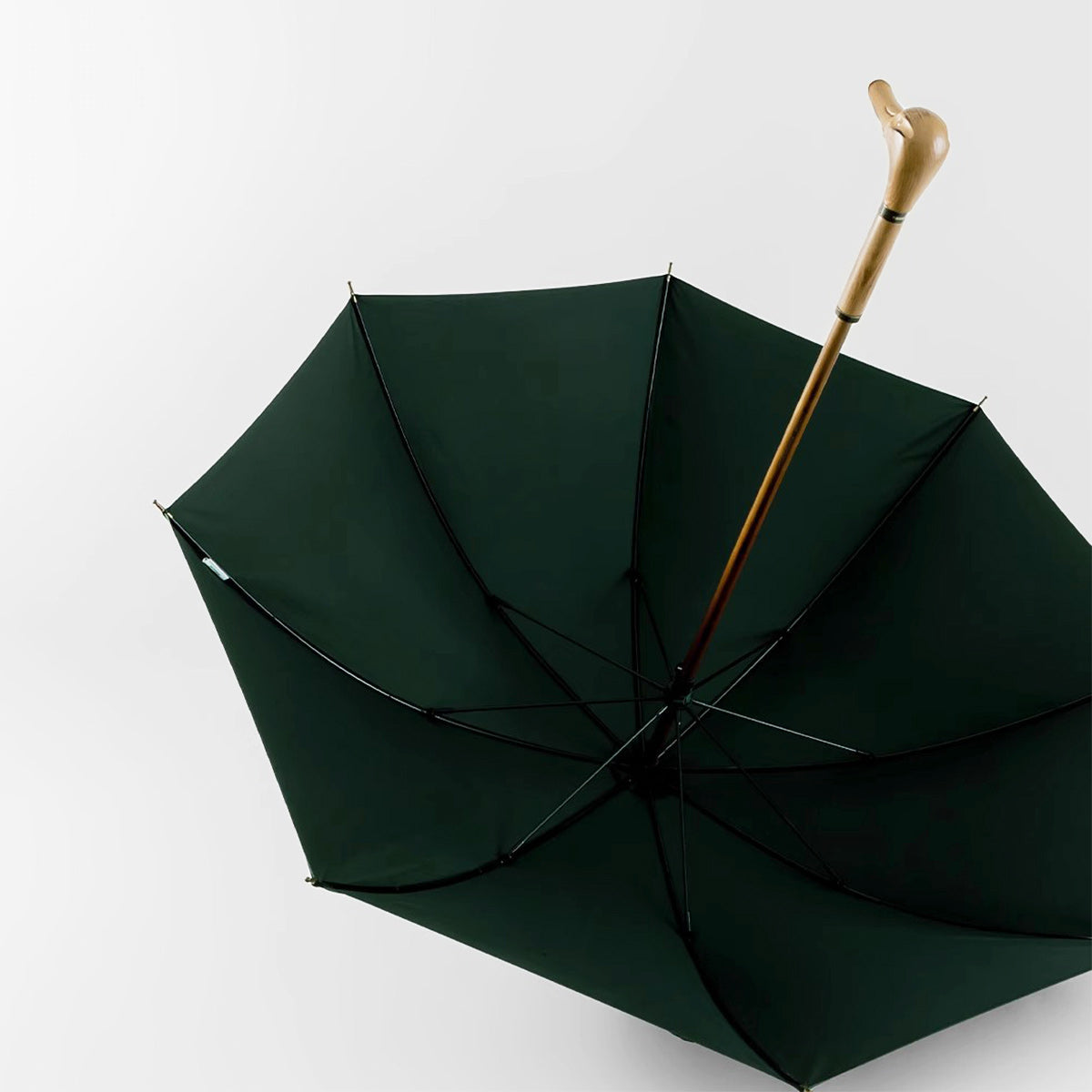 Premium Rain Umbrella with duck head handle and Forest Green canopy