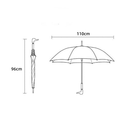 Duck Head Umbrella dimensions: 96cm length with 110cm canopy diameter, technical drawing