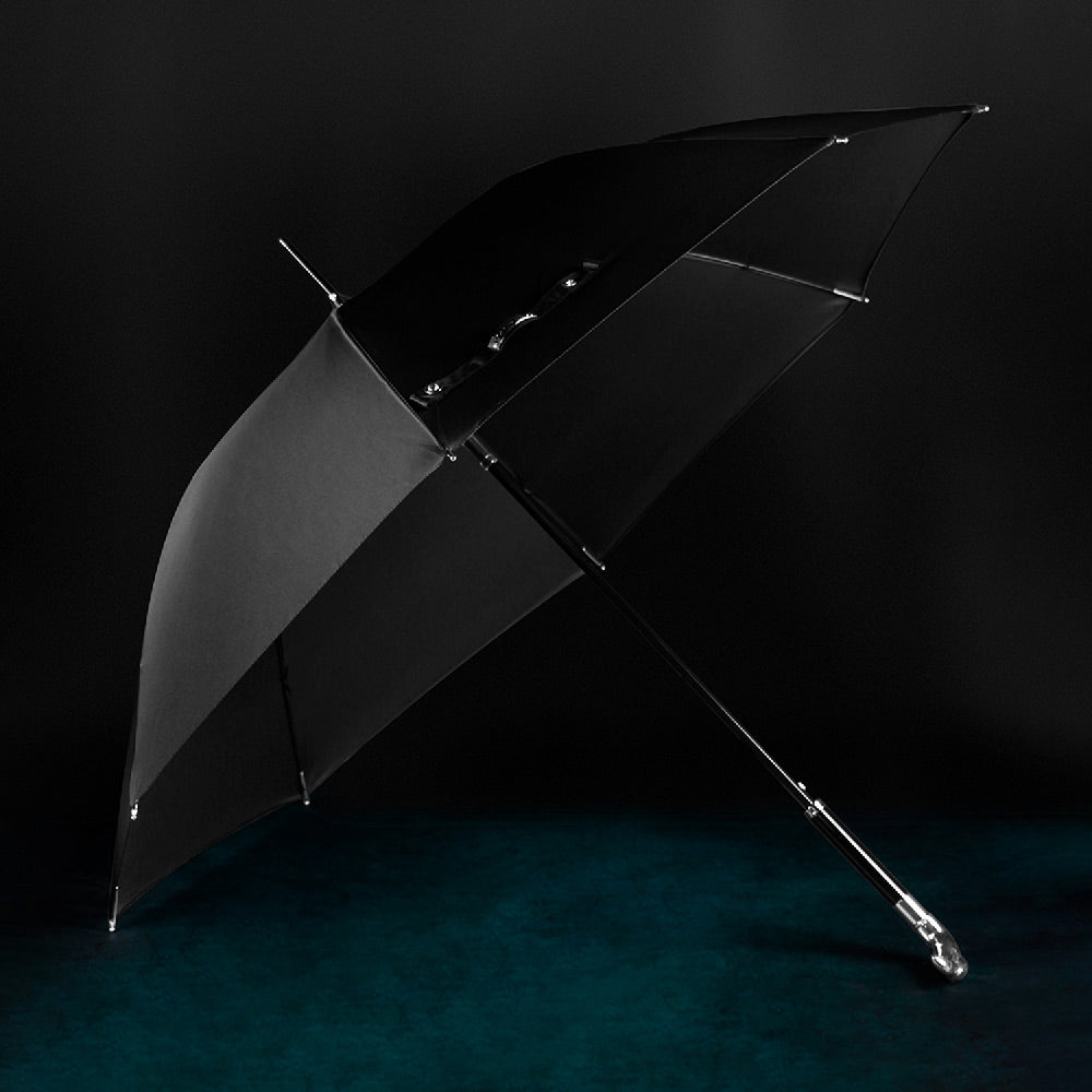 Black Eagle Umbrella - Luxury Parasol with Elegant Silver Animal Head Handle