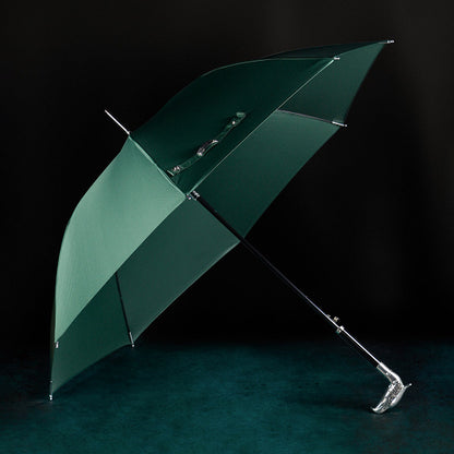 Green Eagle Umbrella - Luxury Parasol with Elegant Silver Animal Head Handle