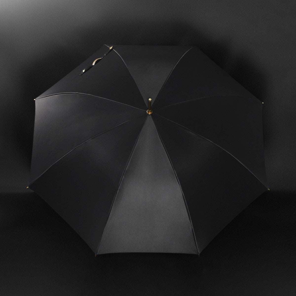 Sleek Black Umbrella for Rainy Days - Gold Accents Add Touch of Luxury