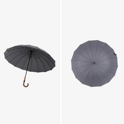 Grey Large Umbrella with Wooden Handle