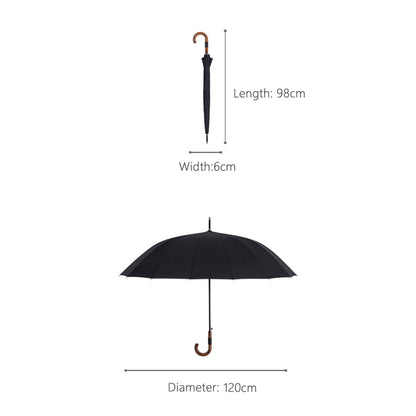 Elegant Large Rain Umbrella with Stylish Wooden Handle