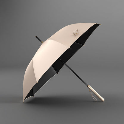 Lightweight beige long handle umbrella for ladies