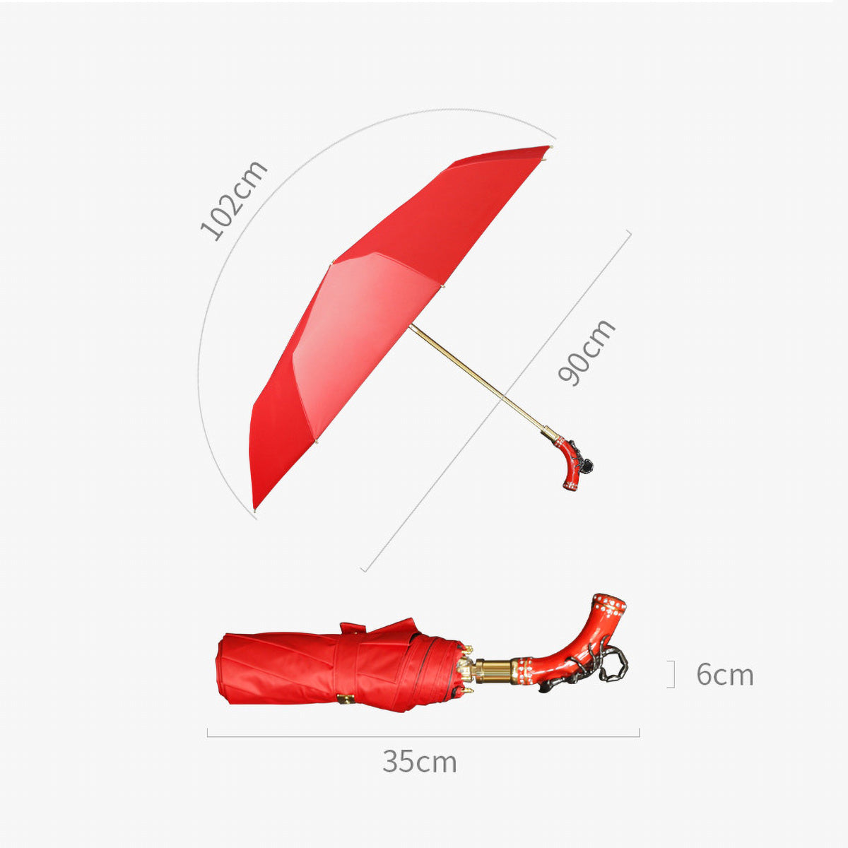 Fancy Red Umbrella with Scorpion Handle - Compact Parasol
