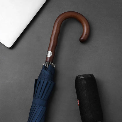 Stylish men's umbrella with handcrafted wooden handle