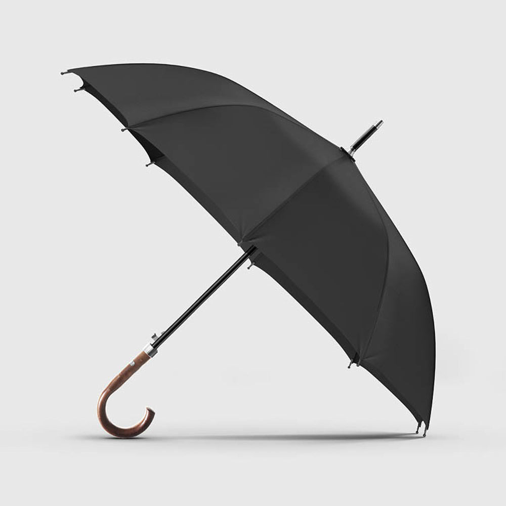 Luxury black umbrella with wooden handle