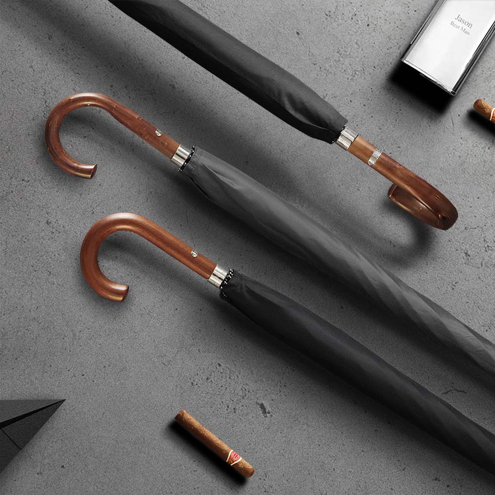 Sleek gents umbrella with elegant wood handle