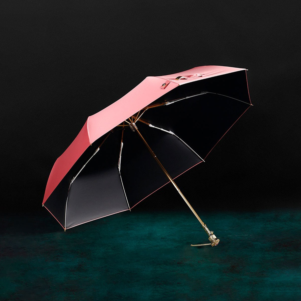 Pink Women's Umbrella with Luxury Antique Handle