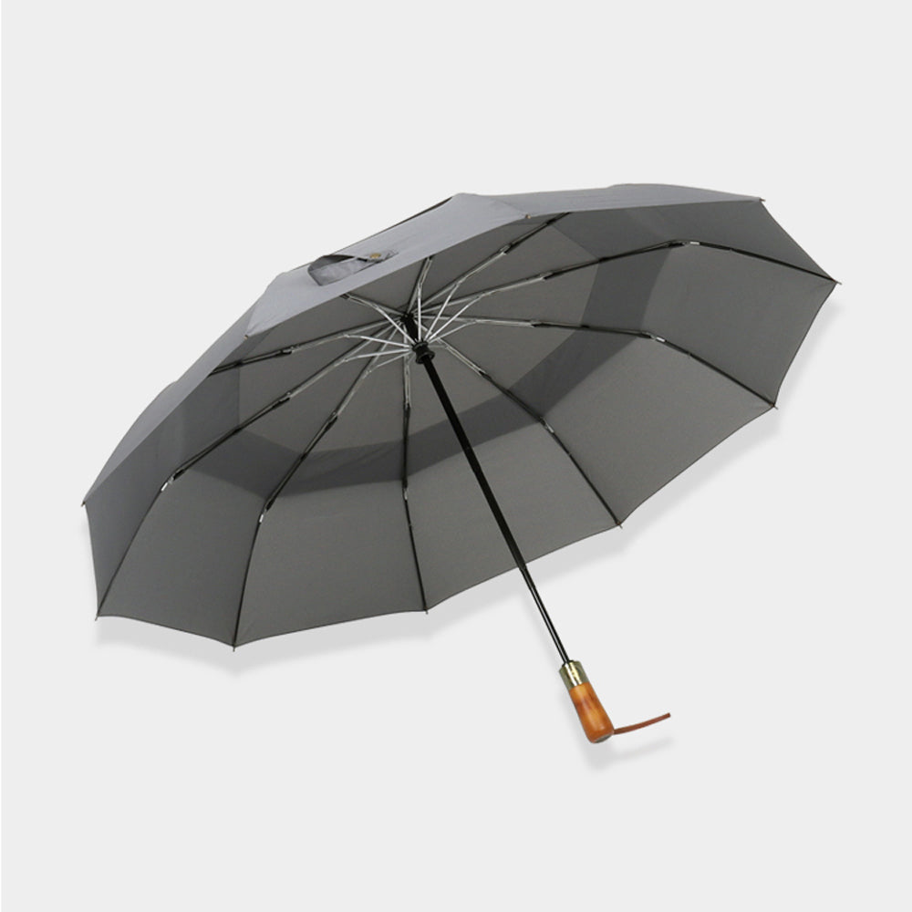 High-Quality Folding Umbrella with Elegant Wooden Grip for a Stylish Experience