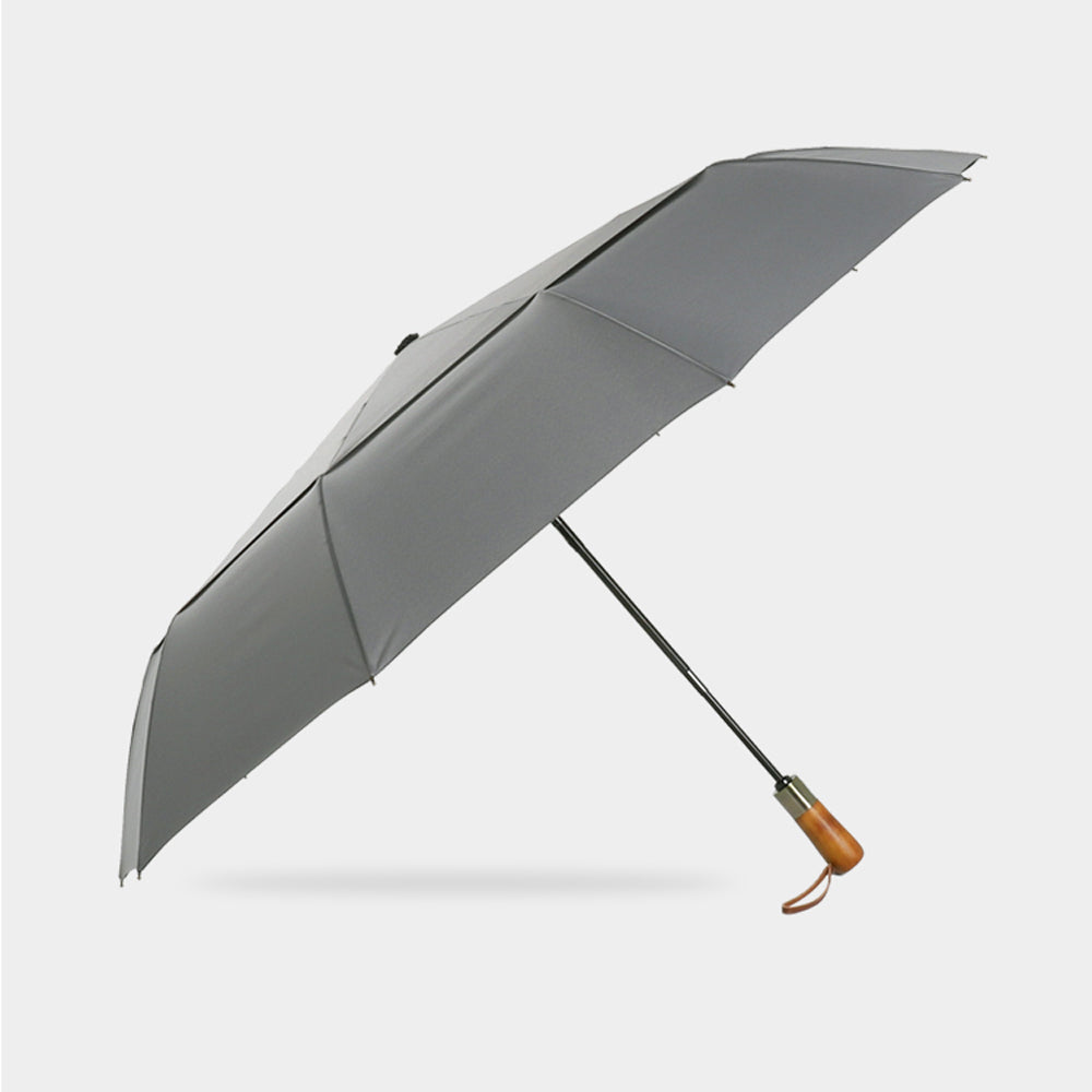 Classy Folding Umbrella with Exotic Wood Grip – Embrace Rainy Days with Grace