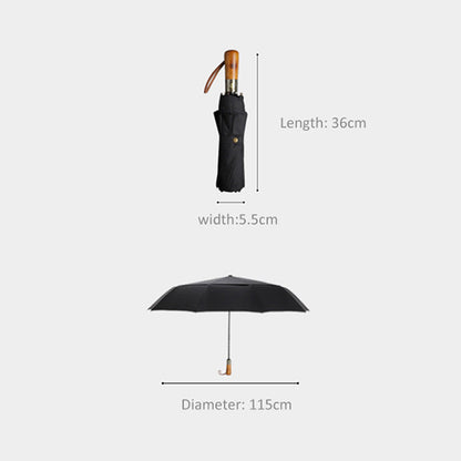 Large Folding Umbrella with Luxury Wood Handle