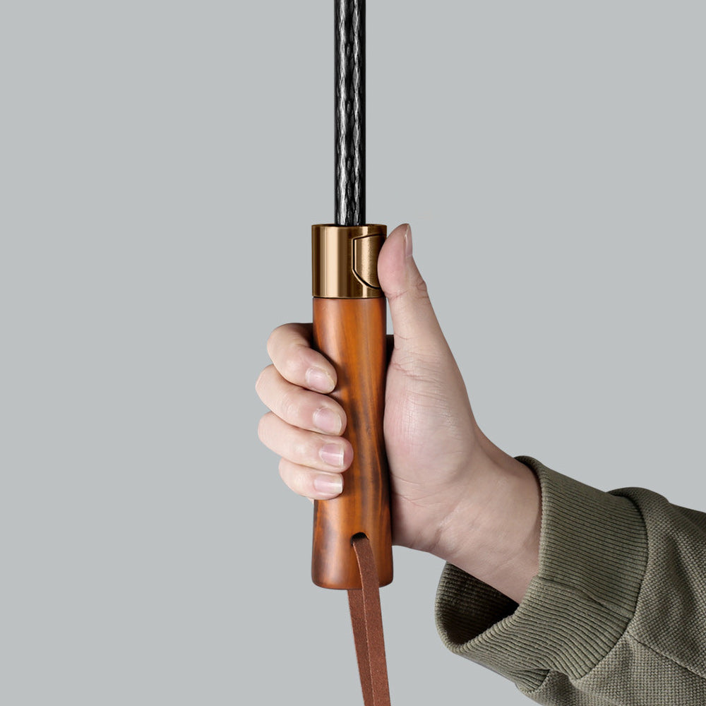 Elegant Wooden Handle Umbrella - Ideal Rain Gear for Ladies and Gents