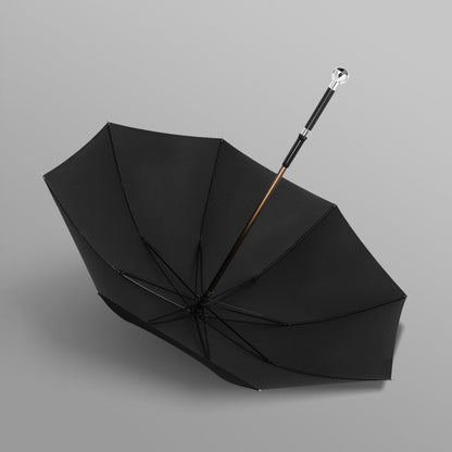 Black luxury umbrella featuring silver Diamond handle design and premium 8-panel construction