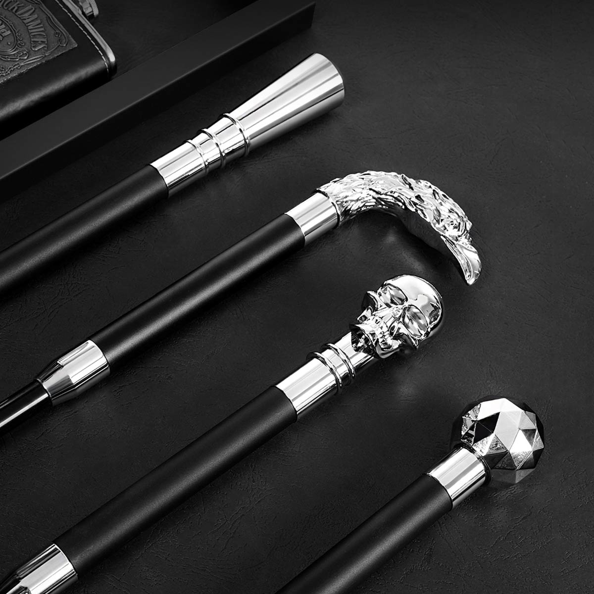 Luxury 2-in-1 Walking Cane Umbrella with Silver Handle