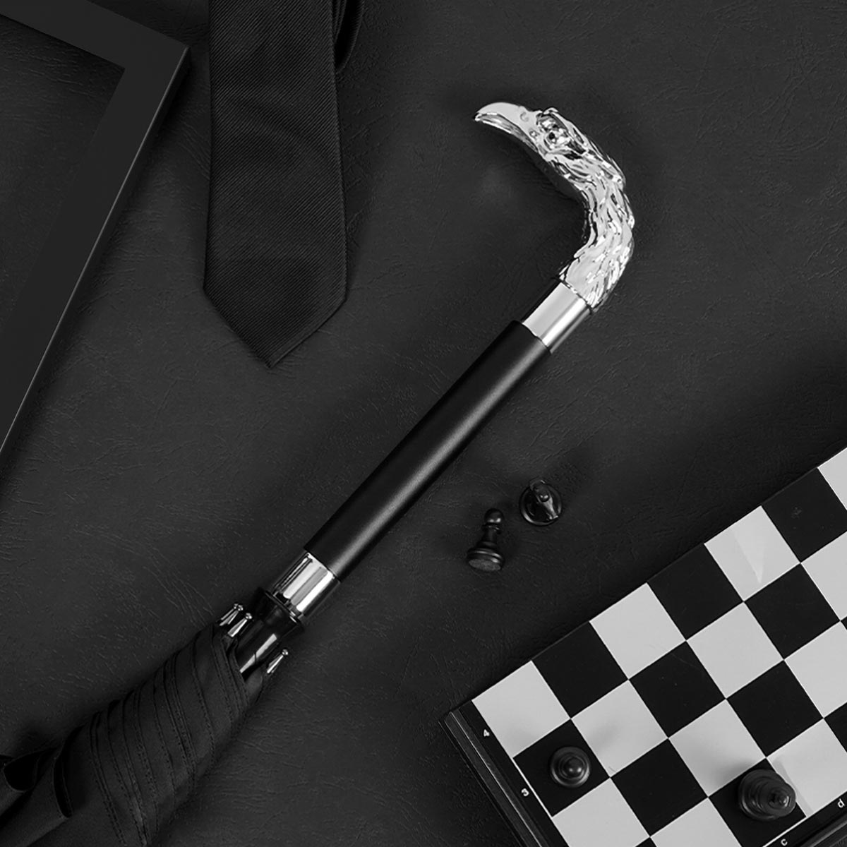 Luxury Silver Eagle Walking Cane Umbrella