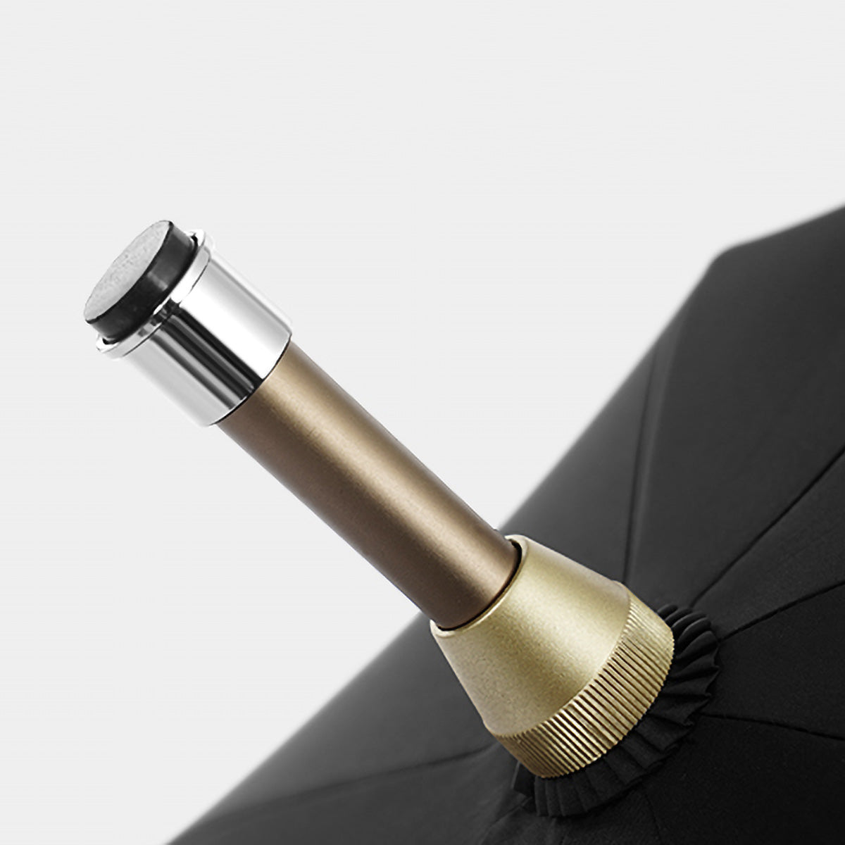 Luxury walking cane umbrella with premium gold-tone and silver finish