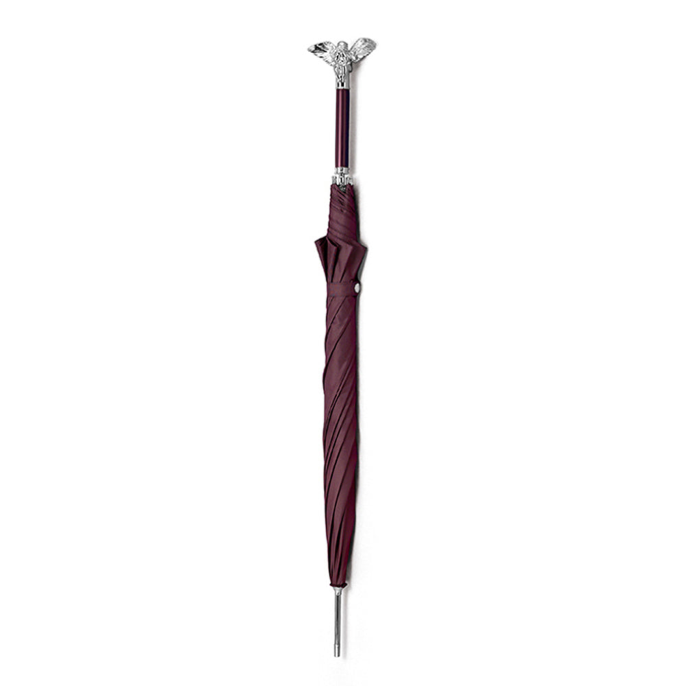 High-quality burgundy umbrella - silver accent handle