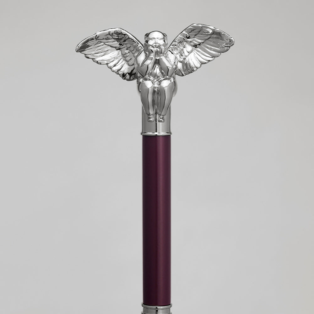 Burgundy fashion umbrella - highlighted by silver angel