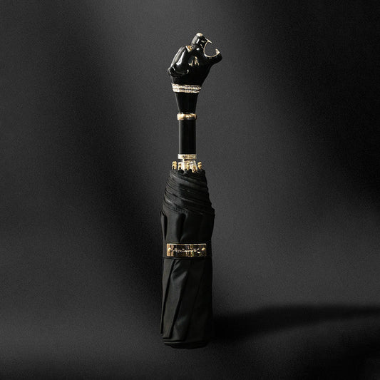 Luxury Folding Umbrella with Prestige Black Panther Handle