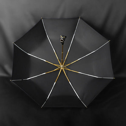 Designer parasol with unique black panther accessory