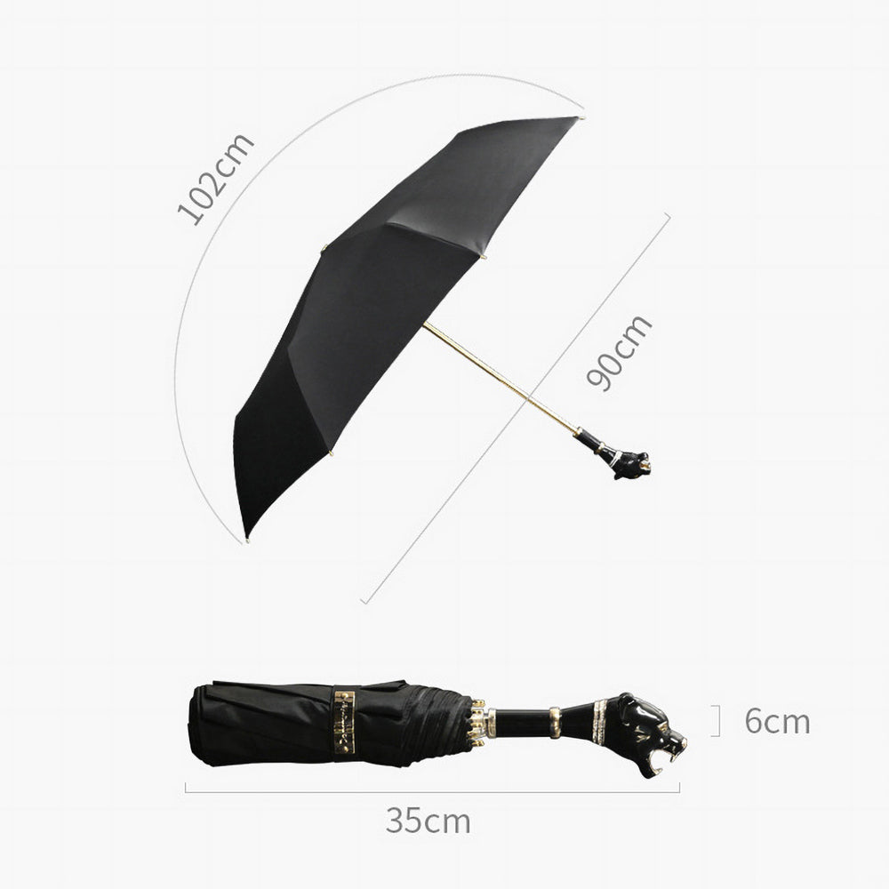 Premium fashion umbrella with a unique black panther themed handle