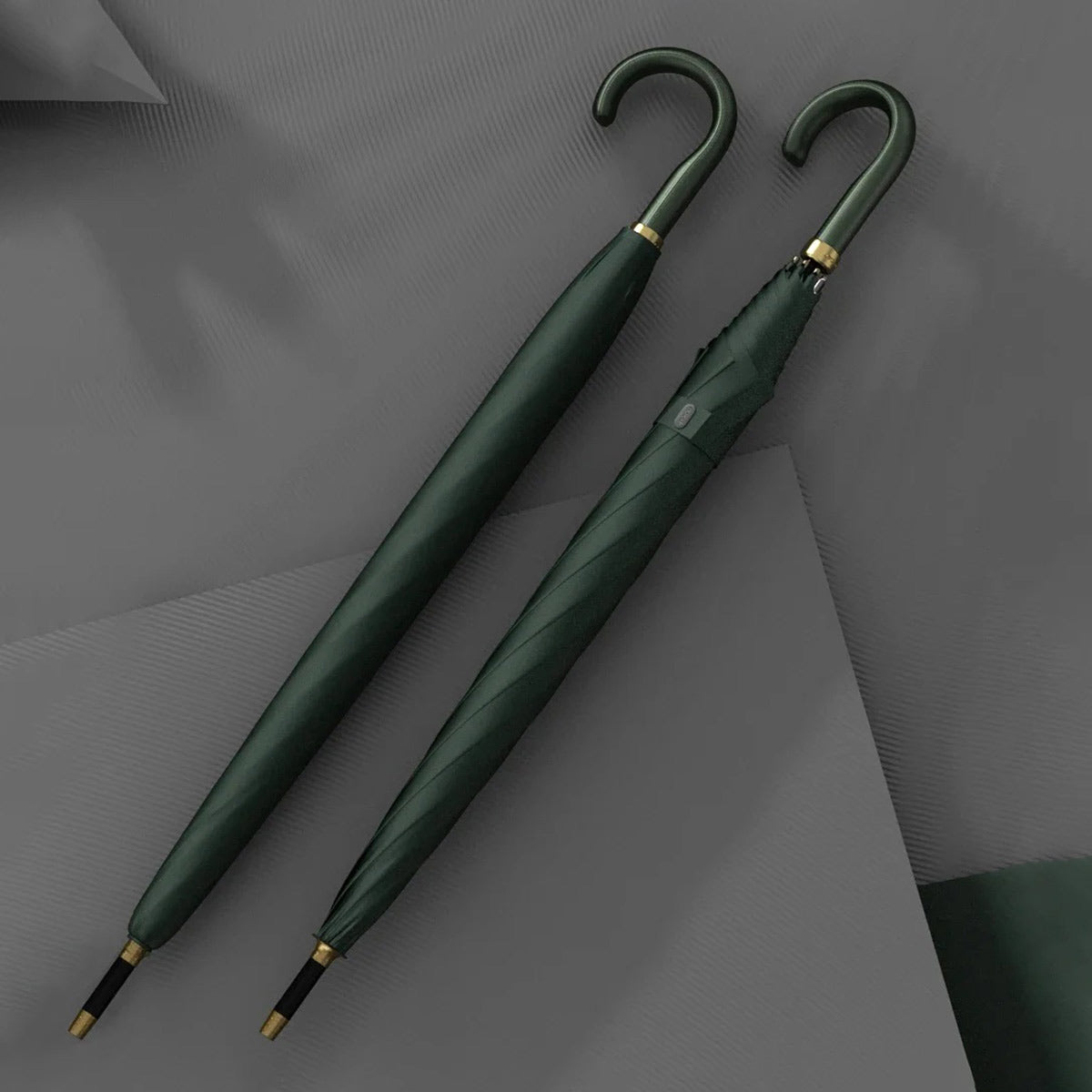 Luxury leather handle umbrella in green