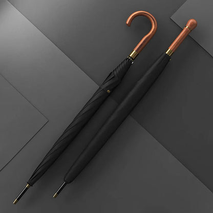 Top-Quality Wooden Handle Umbrella: Rain Elegance for Men and Women