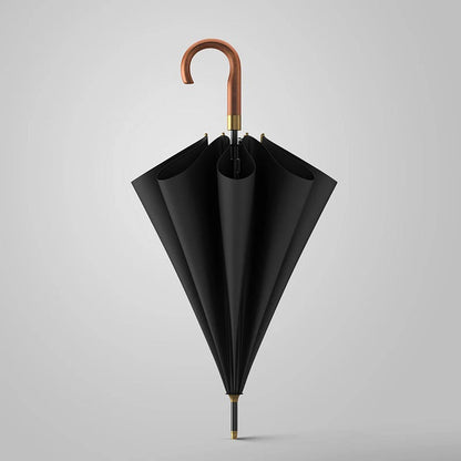 Luxury Hook Handle Gents Umbrella in Black