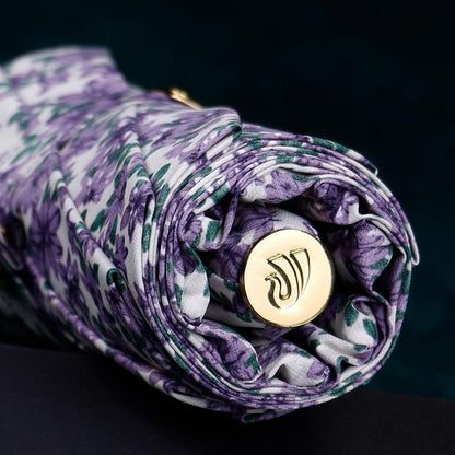 Purple Flower Umbrella with Golden Detailing