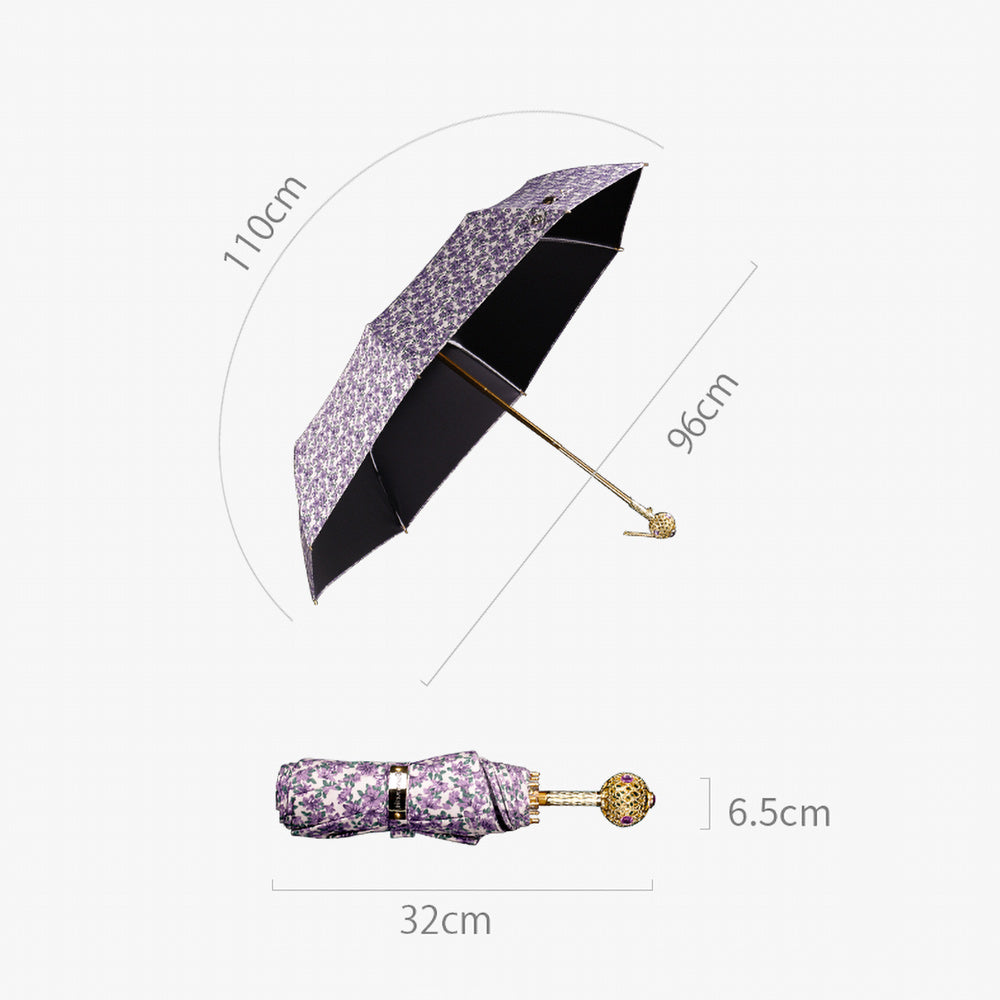 Elegant purple flower folding umbrella