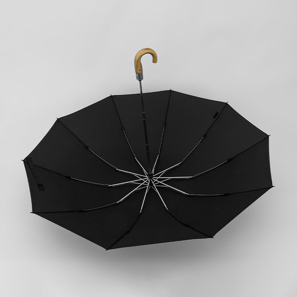 Black Reverse Umbrella with Luxury Crook handle