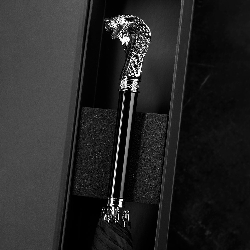 Silver Cobra Head Umbrella - Luxury Parasol for Refined Tastes