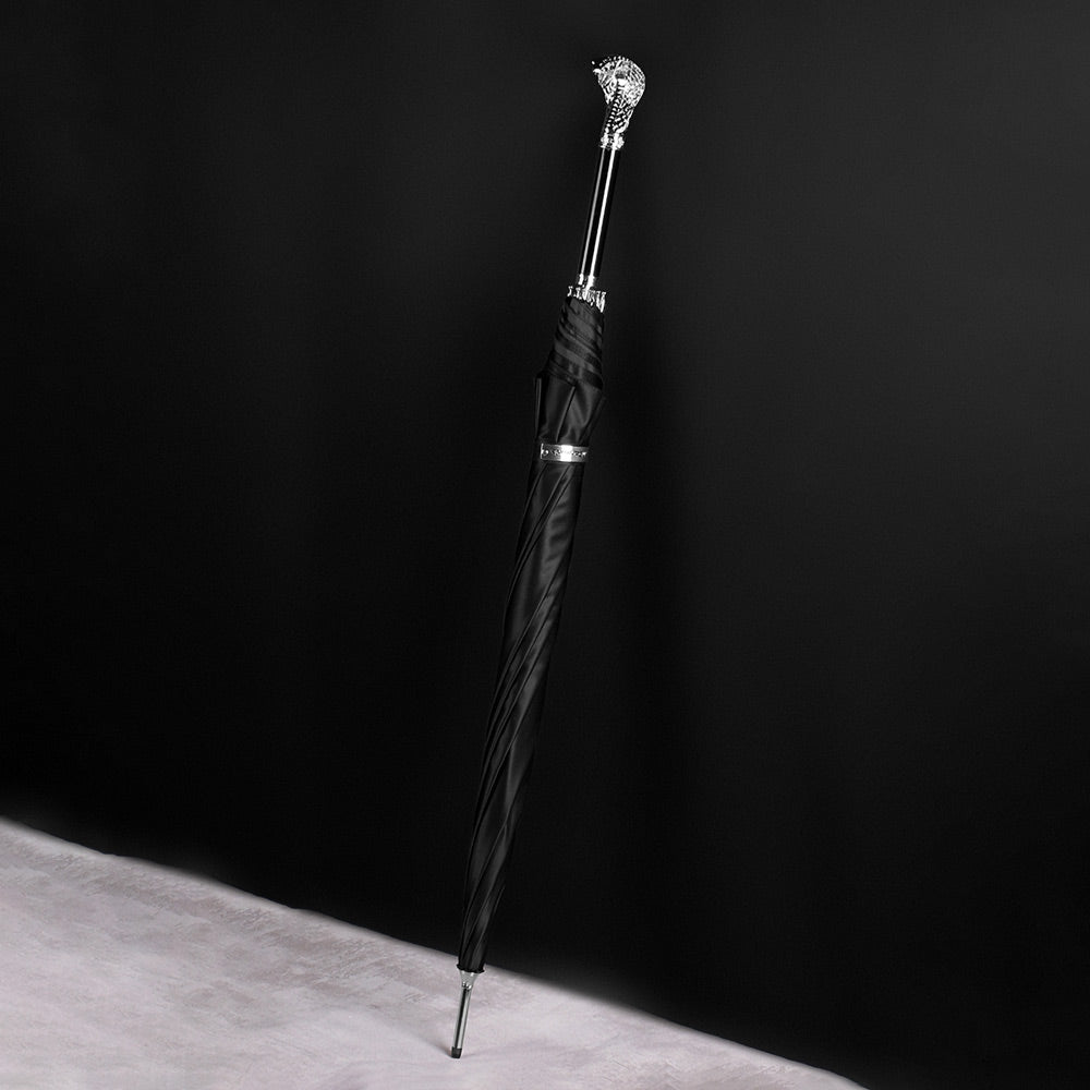 Designer Umbrella with Elegant Silver Snake Handle