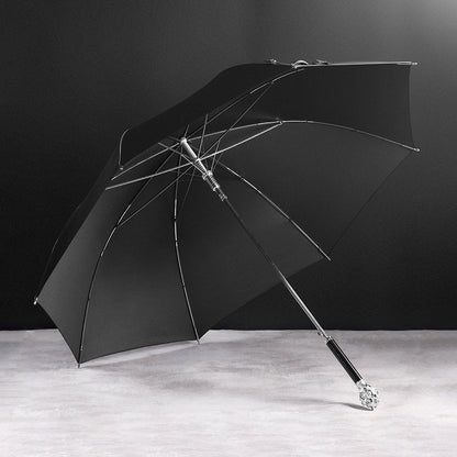 Silver Lion Head Umbrella - Stylish Protection for Rainy Days